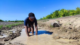 Amazing fishing catch fish in the lake by professional nature in rainy season