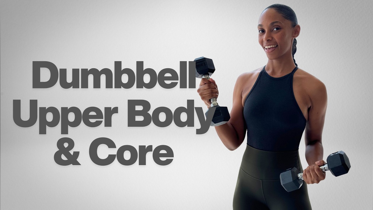 20 minute Arms, Back, Chest & Core Dumbbell Workout for Upper Body Strength 💪🏽