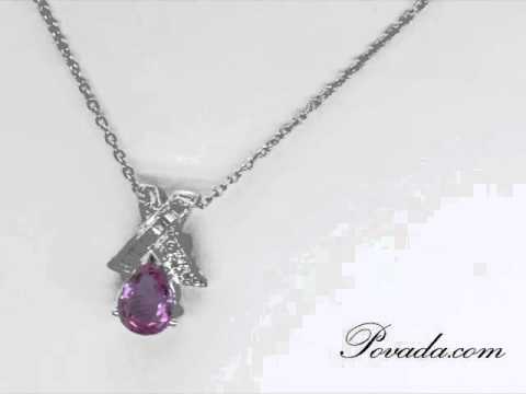 Pink Sapphire Diamond Gemstone Pendant in White Gold [P3094]
