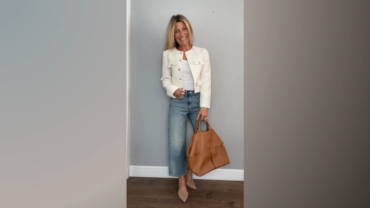 Neutral Reversal: Tweed Jacket with Denim vs. White Trousers ✨ #denimstyle #outfitideas #ootd