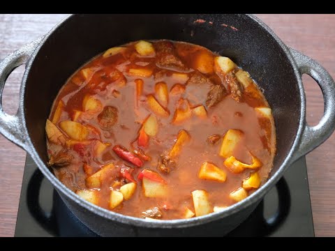 Goulasch Soup in a Cast Iron Dutch Oven - Recipe