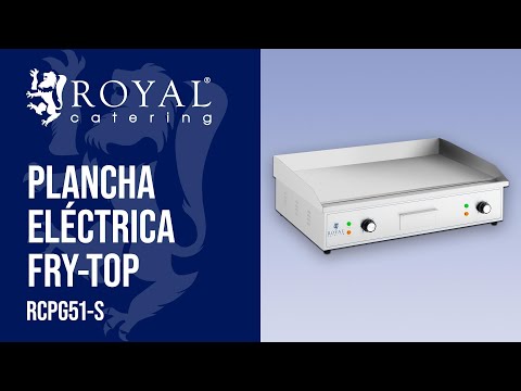 vídeo - Ocasión Plancha eléctrica fry-top - 727 x 420 mm - Royal Catering - lisa - 4,400 W