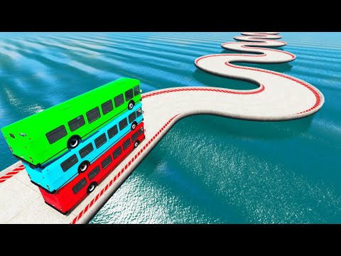 Impossible Snake Shape Bridge Crossing Cars Vs Deep Water -mcqueen - BeamNG.Drive