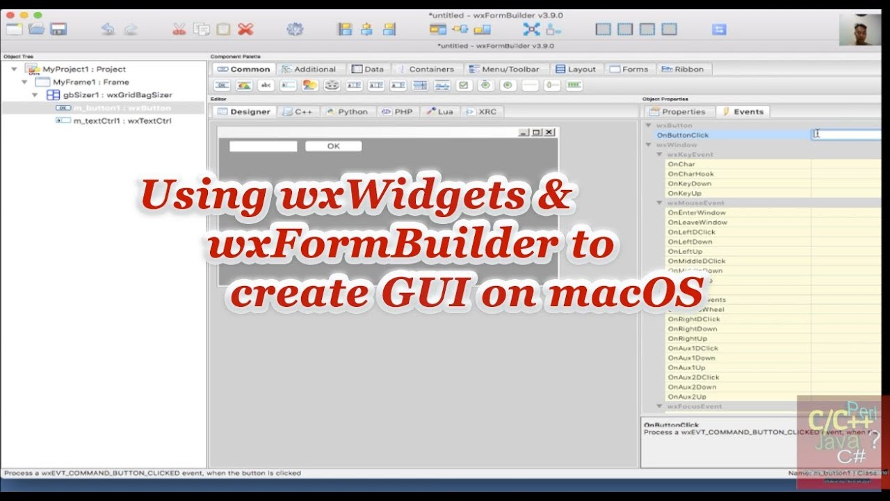 Using wxWidgets and wxFormBuilder to create GUI on macOS