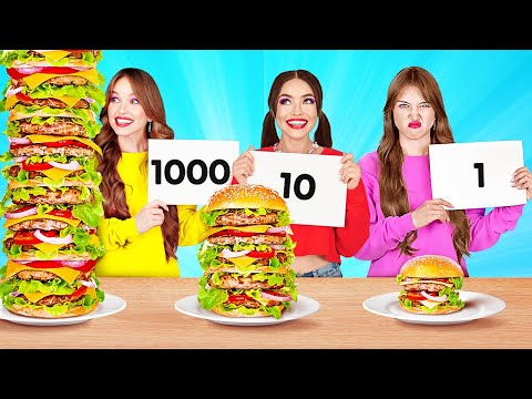 DURCHBRUCH DURCH 100 SCHICHTEN ESSEN HERAUSFORDERUNG || Unglaubliche Essens-Hacks von 123 GO!