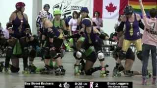 preview picture of video 'Toronto TORD Bay Street Bruisers vs Royal City RCRG Brute Leggers P1 Roller Derby Oct 20 2012'