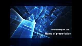 Blue Cubes In Abstract Hole PowerPoint Template by PoweredTemplate.com