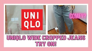 UNIQLO WIDE CROPPED JEANS TRY ON COMFORTABLE BANG ISUOT? MAGANDA BA? UNIQLO PANTS UNIQLO JEANS