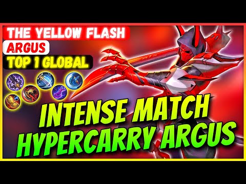 Intense Match HyperCarry Argus [ Top 1 Global Argus ] the yellow flash - Mobile Legends Gameplay