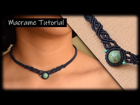 Macrame  Tutorial | DIY Macrame  Necklace with stone | Macrame choker