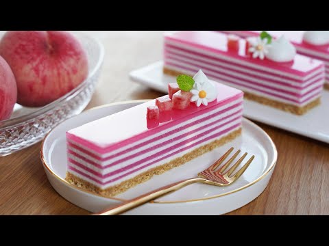 No-Bake / Enjoy 3 different flavors and scents of Peach Cake. 🍑 / Peach Jelly Cake Recipe