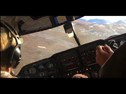 Flying on Everts Air Cargo Curtiss C-46 Commando Arrival / Landing Anaktuvuk Pass Airport KAKP/AKP