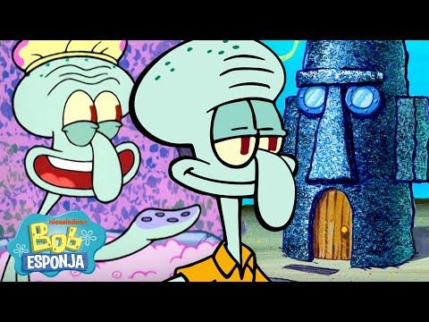 Bob Esponja | 45 MINUTOS Dentro da Casa do Lula Molusco 🎨 | Bob Esponja em Português