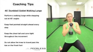 340. 45° Dumbbell Goblet Walking Lunge