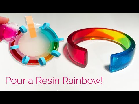 Pour Resin Rainbows!  Learn how to cast these colorful cuff bracelets with little-windows.com
