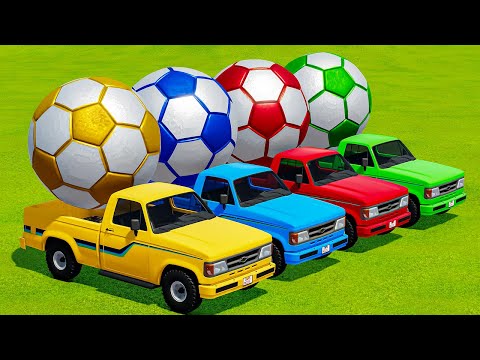 TRANSPORT OF COLORS! BALL TRANSPORT /w Chevrolet CARS ON PARKOUR! Farming Simulator 22