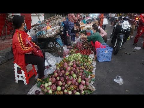 Early Morning Daily Activities of Vendor Selling Vegetables - Chhbar Ampov Bridge Street Food Market