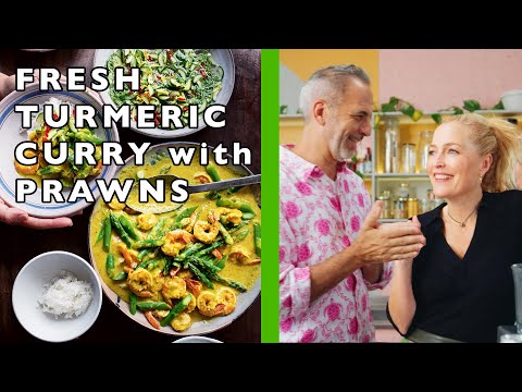 Gillian Anderson & Yotam Ottolenghi Cook Fresh Turmeric & Prawn ...