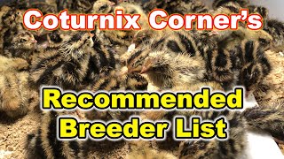 Coturnix Corner's Recommended Breeder List 2023