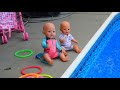 Baby Born dolls go to swimming lessons baby dolls Summer Morning Routine