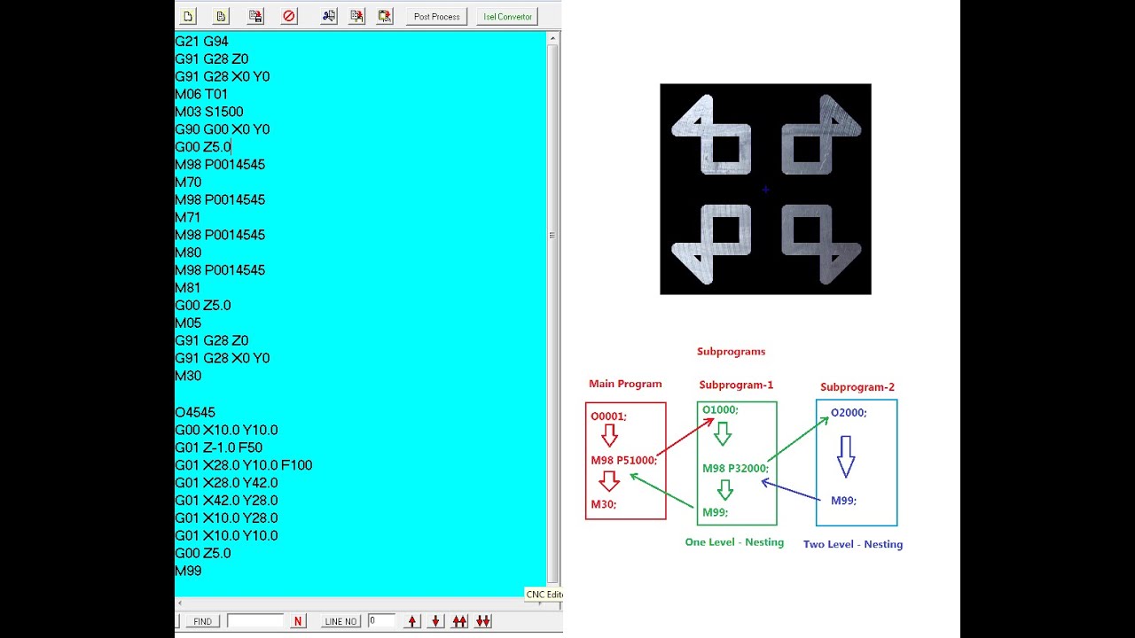 Ex.6: Using subprogram and Mirroring - Create a part program - Subprogram Introduction - Part 2