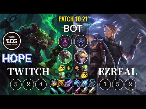 EDG Hope Twitch vs Ezreal Bot - KR Patch 10.21