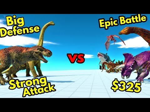 T-rex Brachiosaurus vs random team same price ARBS Animal Revolt Battle Simulator