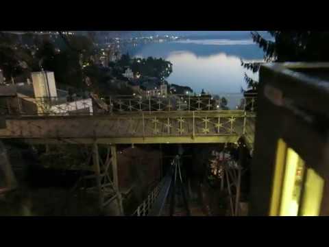 Standseilbahn 1820.01 Territet - Glion 2019 Talfahrt am Abend - Funiculaire
