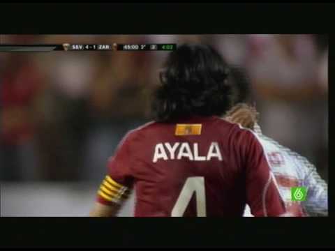 Sevilla - Real zaragoza 12/09/09 Tirón de pelo de Lolo a Ayala