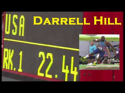 Darrell Hill with a giant 22.44 meters PB shot putt