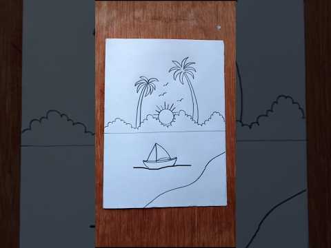 Very easy Nature drawing #drawing #nature #sunrise #sunset