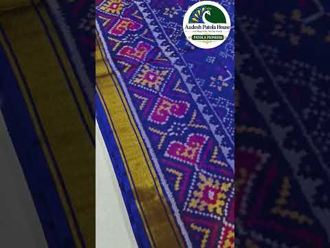 Blue Selari Border Navratan Elephant Motifs Single Ikat Patola Saree 6 Ply Silk