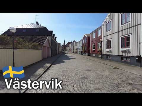 Beautiful old costal town, walking tour of Västervik in Sweden.