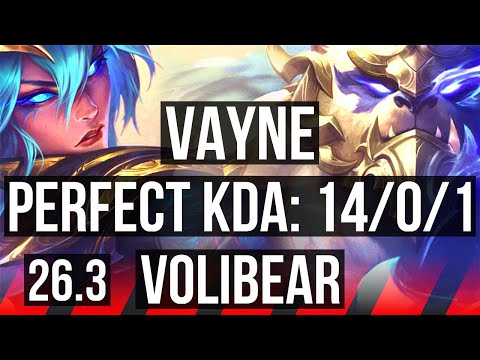 VAYNE vs VOLIBEAR (TOP) | Perfect KDA: 14/0/1 | KR Master | 26.3
