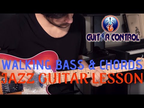 How To Play Walking Bass and Chords on Guitar - Easy Guitar Lesson On Jazz Chord Progressions