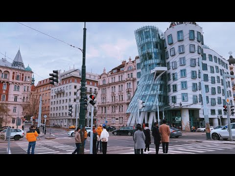 PRAGUE WINTER WALK 4k - Vinohrady to Riverbank - Relaxing Czech City Ambience ASMR Sounds