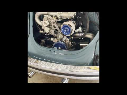 VW type I Aircooled Beetle with new 1776cc supercharged engine - first run for cam break in