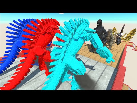 Colourful Mecha Godzilla Death Fall vs Ghidorah - Animal Revolt Battle Simulator