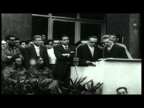 Soviet Union Deputy Premier Anastas Mikoyan in Havana to attend a ceremony. HD Stock Footage