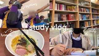 study vlog 🌷 | waking up at 3am, shooting, going out, food, studying + more