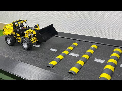 Loader VS Speed Bumps on treadmill. Lego Technic crash test