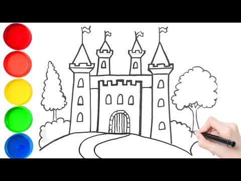 dessin château - Comment dessiner un château - how to draw a castle