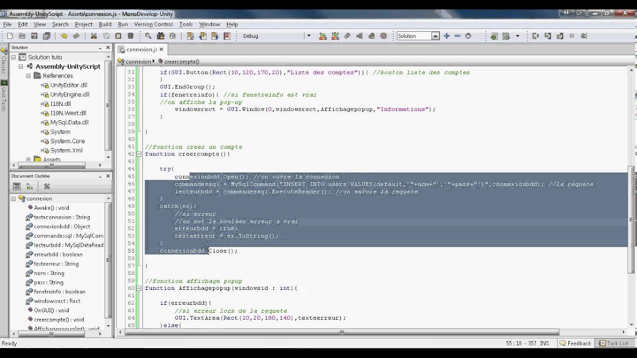 Tuto #1 : Connexion Unity et Mysql