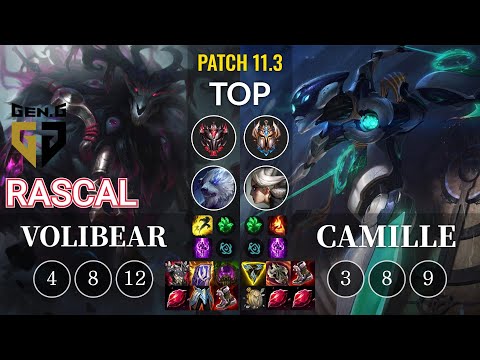 GEN Rascal Volibear vs Camille Top - KR Patch 11.3