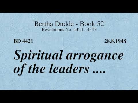 BD 4421 - SPIRITUAL ARROGANCE OF THE LEADERS ....