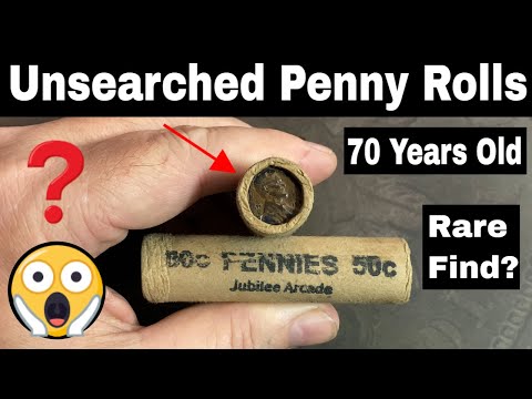 Opening 70 Year Old Unsearched Wheat Penny Rolls - RARE Penny FOUND