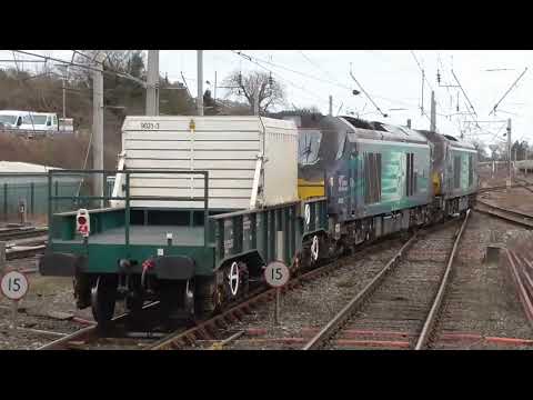 DRS 68's !! 68001/68016 and 68006/68007 passing Carnforth North Junction, Sat. 4th February 2023