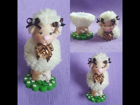 Ovelha Porta-Doces em Biscuit | Eleia Conti