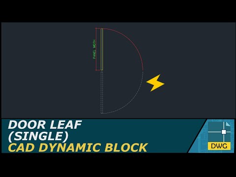 Door Leaf (Single): AutoCAD Dynamic Block (Plan View)
