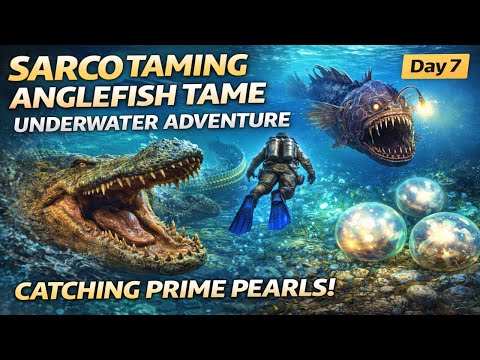 DAY 7 LIVE | Sarco Taming + Angler Hunt for Silica Pearls | ARK Survival Ascended | Game ON